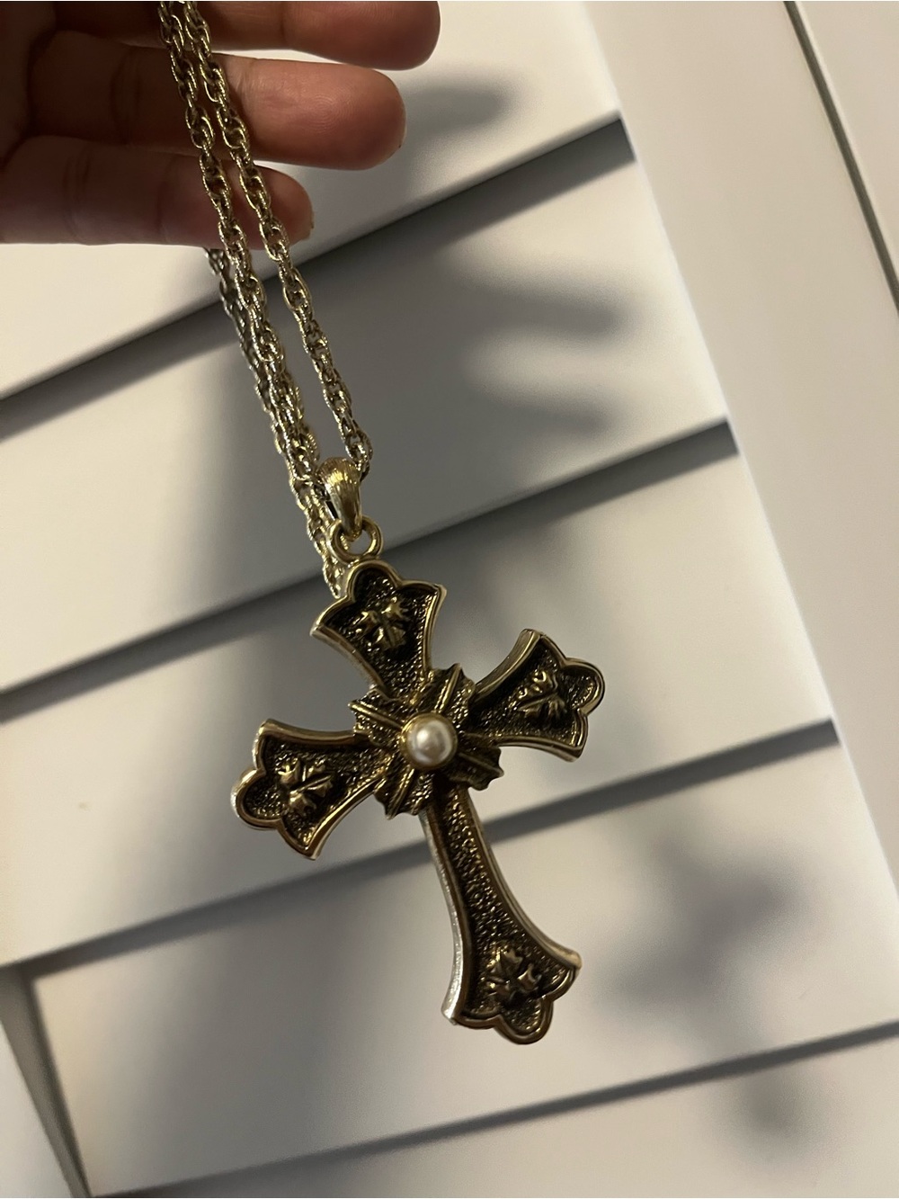 Gold Tone Cross chain